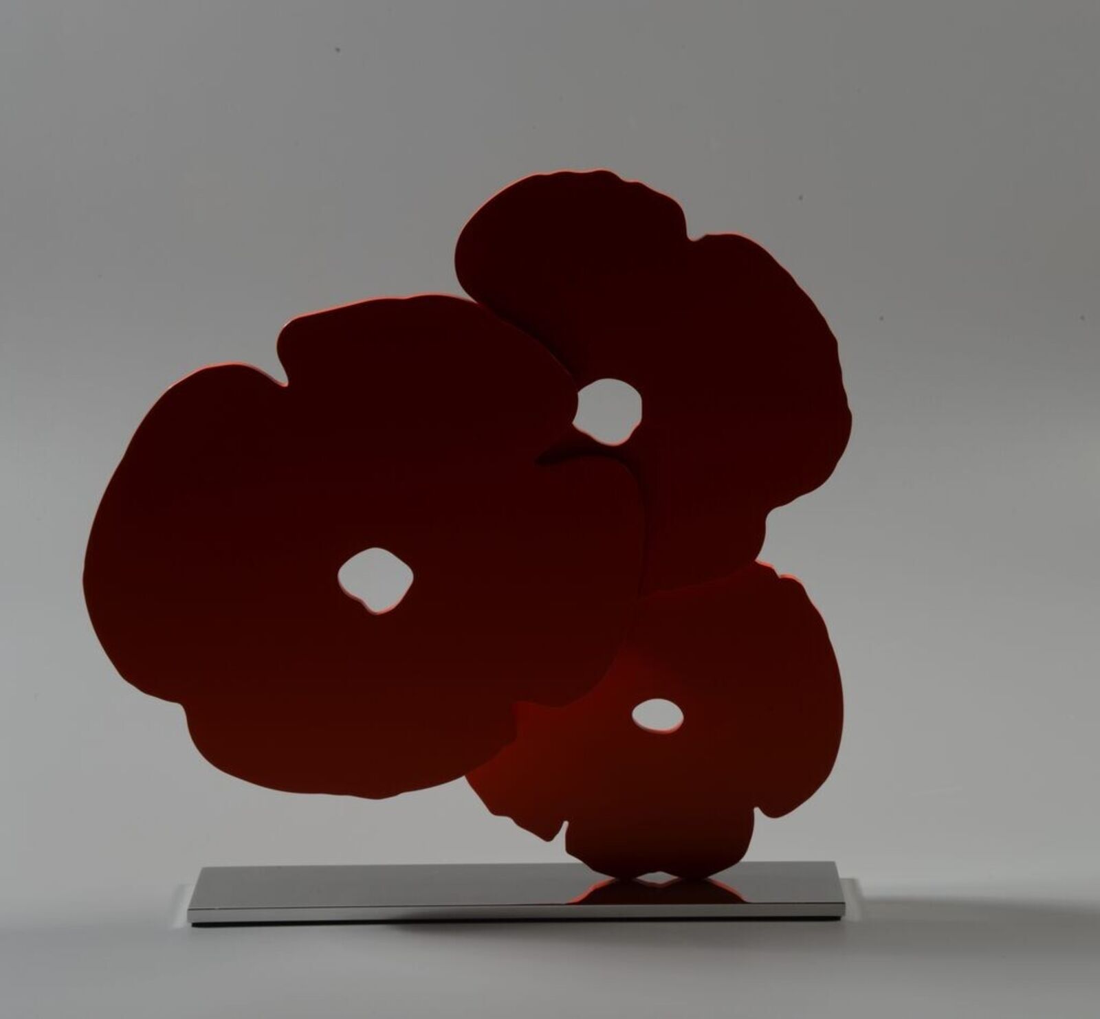 Artwork by Donald Sultan, Red Poppies, Made of Painted aluminum on polished aluminum base 
