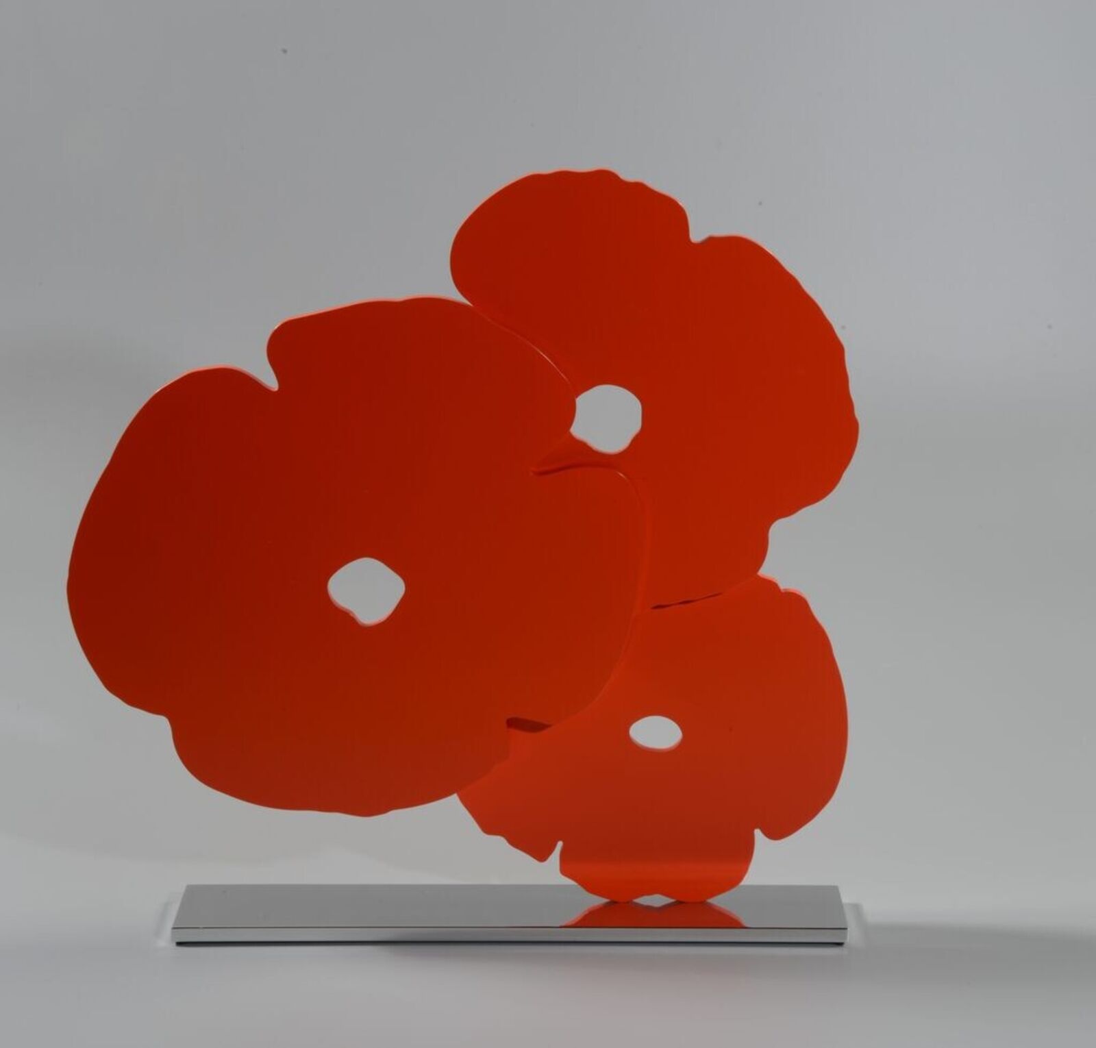 Artwork by Donald Sultan, Red Poppies, Made of Painted aluminum on polished aluminum base 