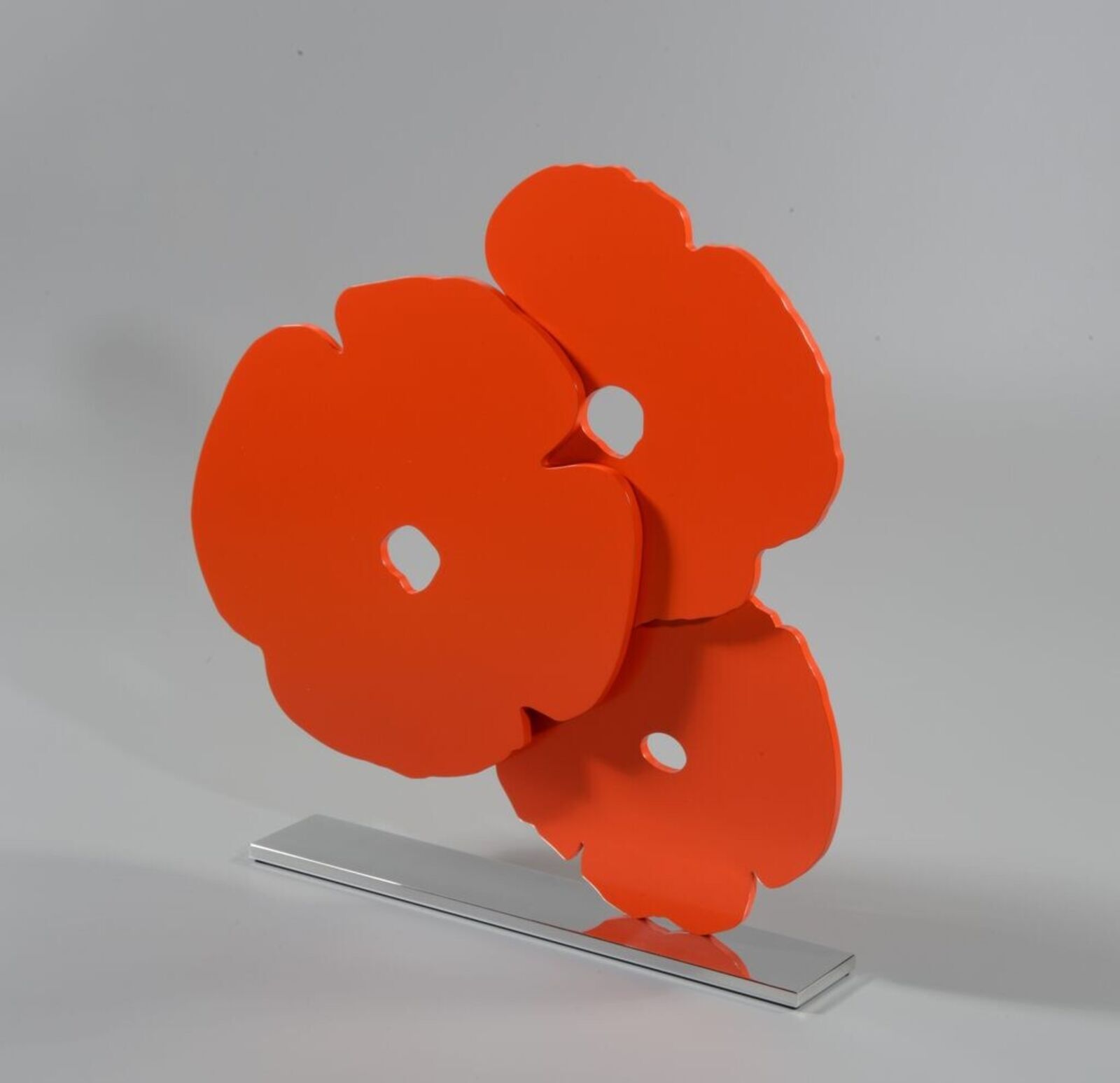 Artwork by Donald Sultan, Red Poppies, Made of Painted aluminum on polished aluminum base 