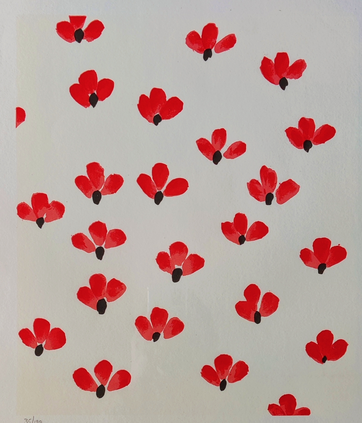 A painting of red poppies on a white background.
