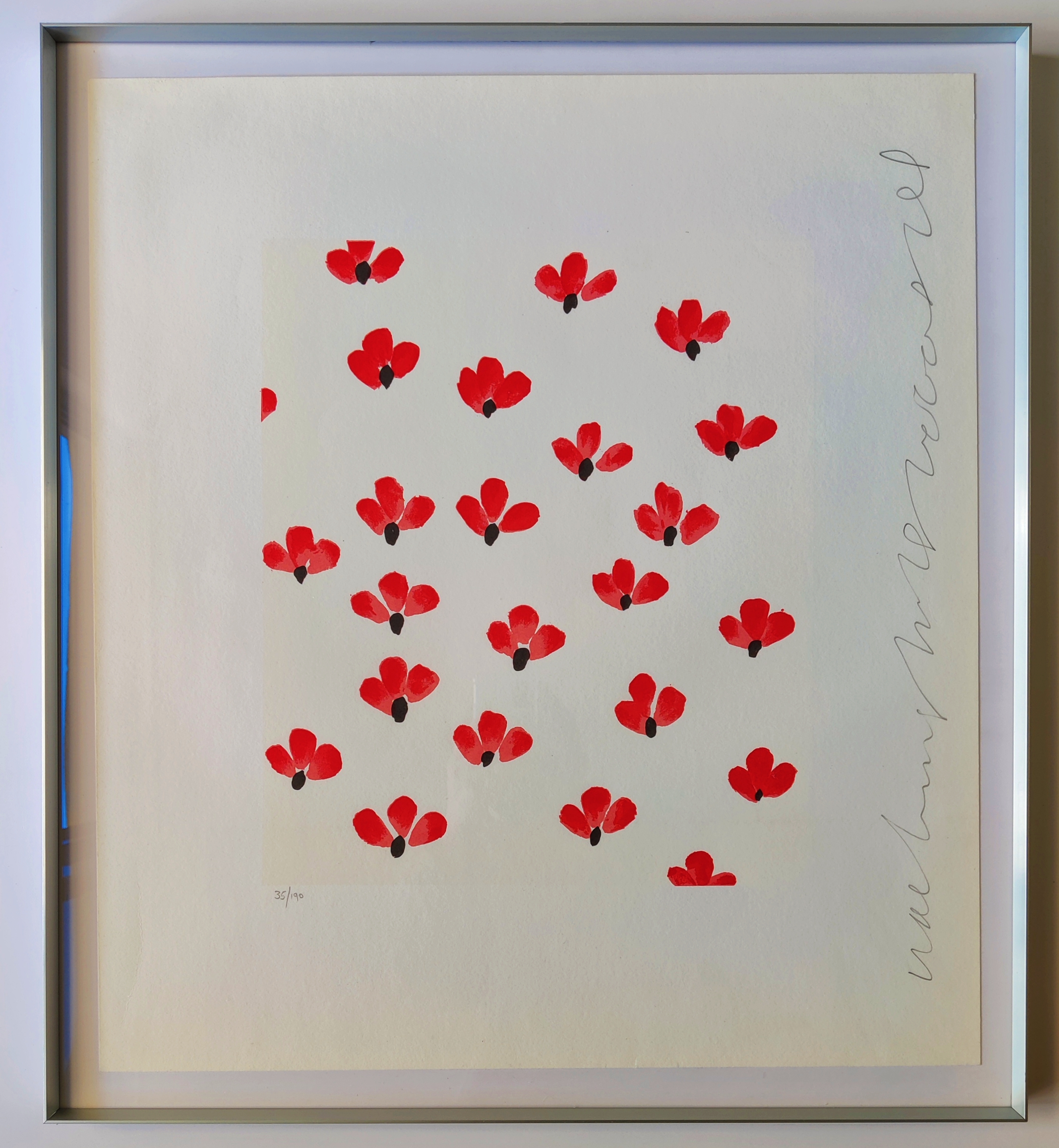 A painting of red poppies on a white background.