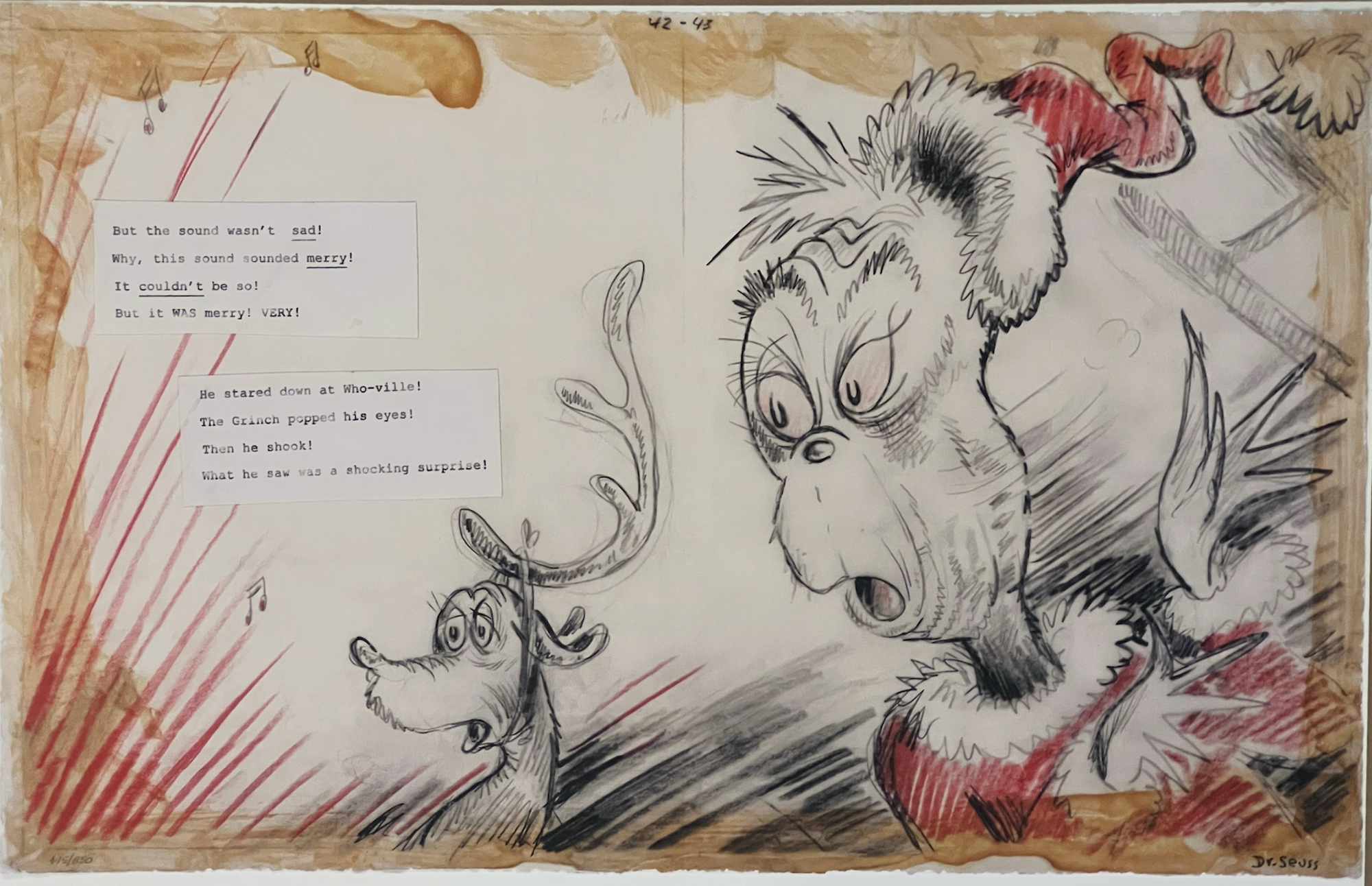 Artwork by Dr. Seuss, This Sound Sounded Merry, Made of Fine art pigment print with collage on acid-free paper 