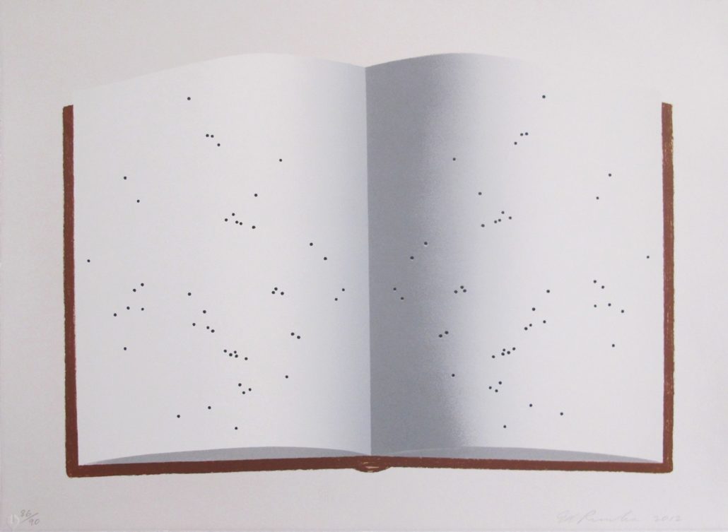 Artwork by Ed Ruscha, Open Book With Worm Holes, Made of Lithograph 