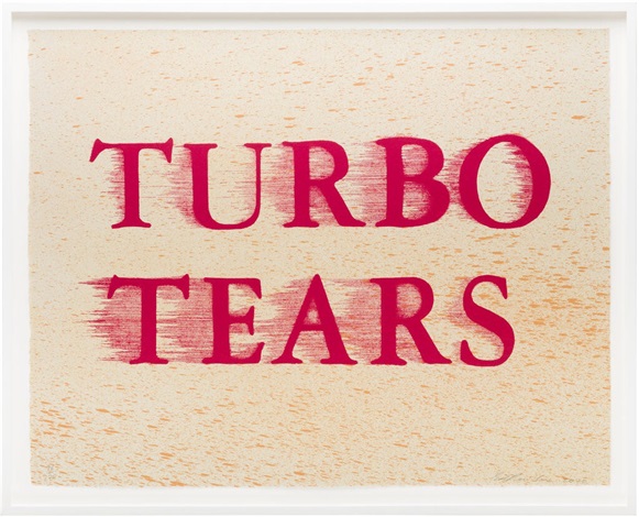 Artwork by Ed Ruscha, Turbo Tears, Made of 2-color lithograph hand-printed on Grey Rives BFK 