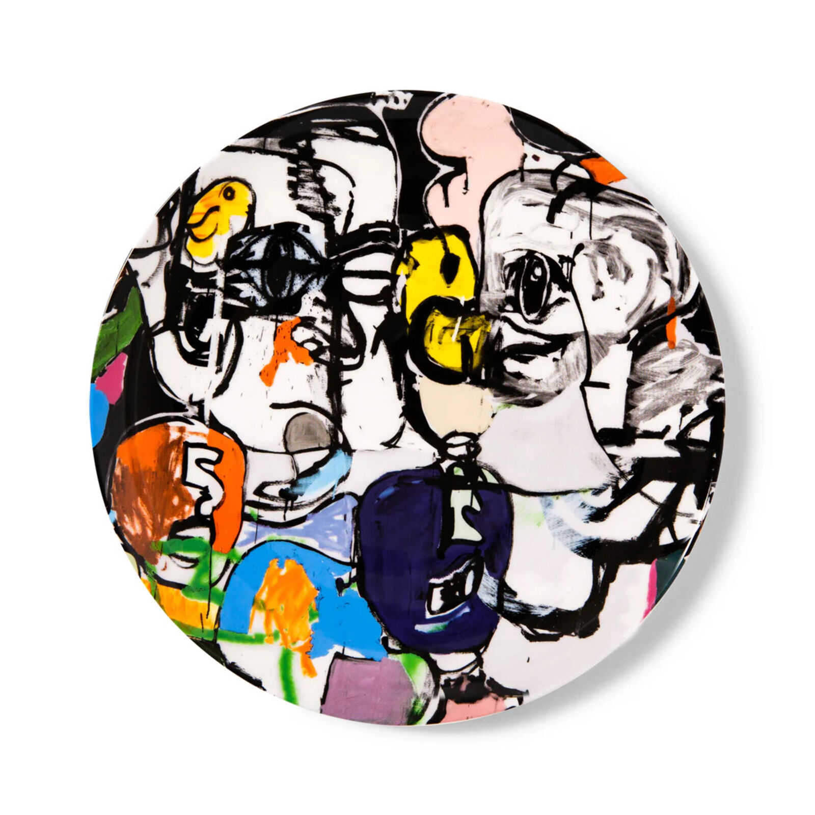 A painting of a group of people on a white background.