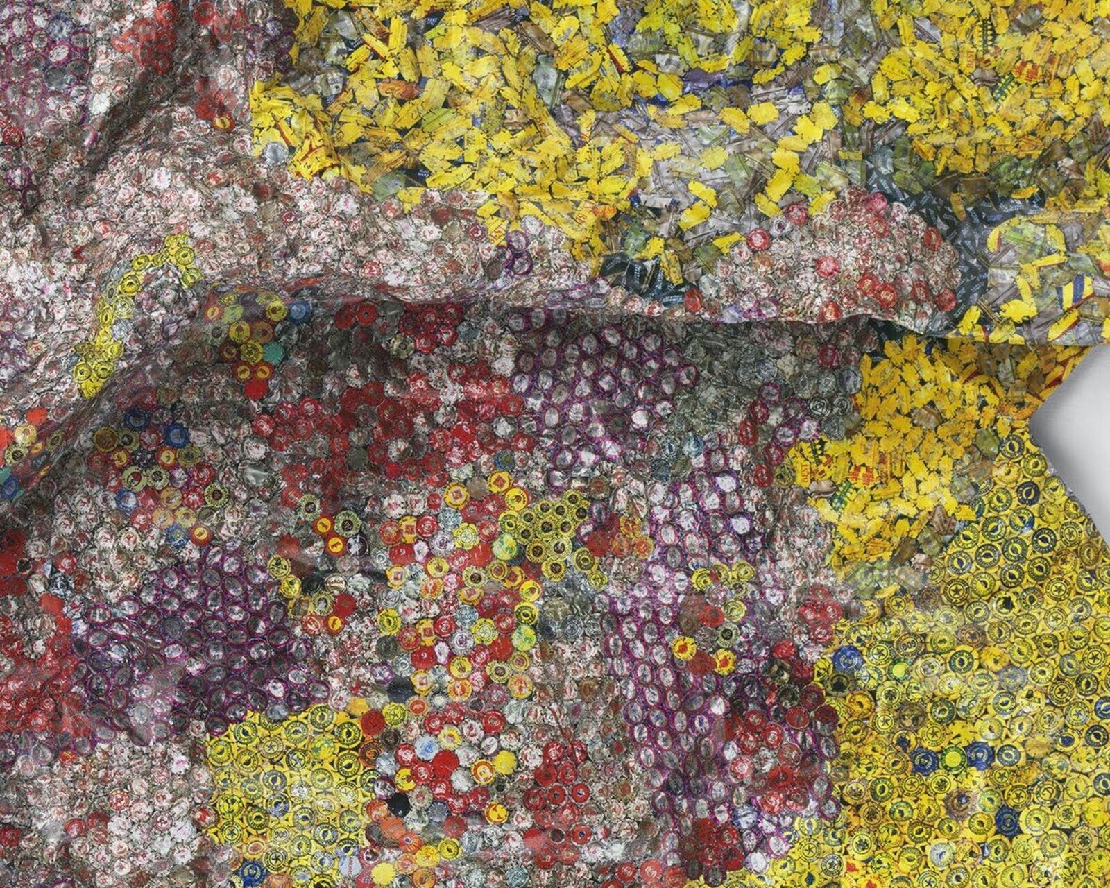 Artwork by El Anatsui, One in Two, Made of Hand-sculpted UV pigment print on aluminum sheet 
