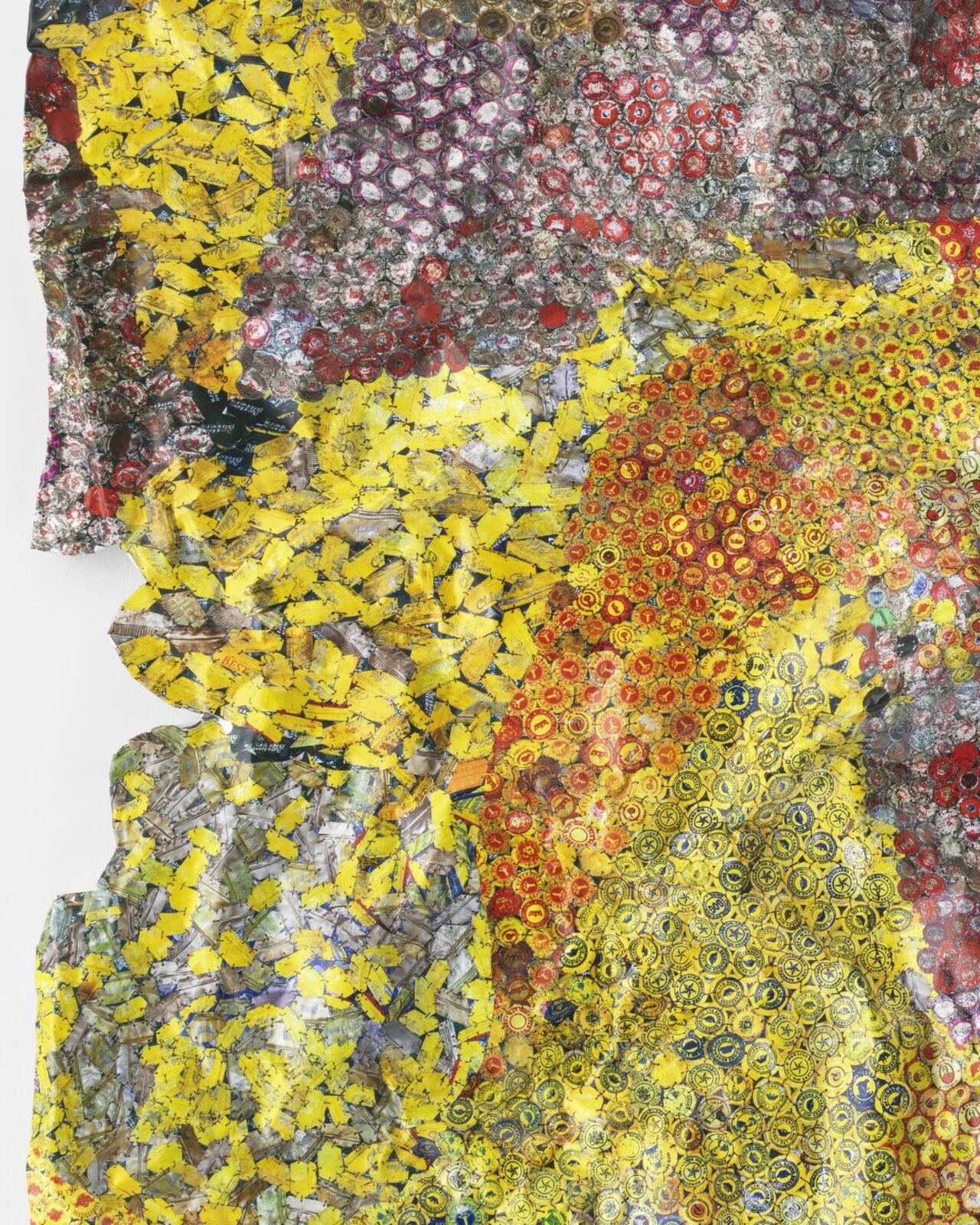 Artwork by El Anatsui, One in Two, Made of Hand-sculpted UV pigment print on aluminum sheet 