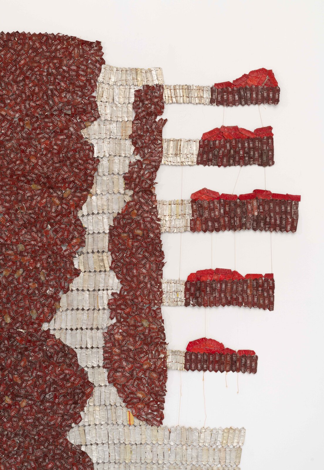 Artwork by El Anatsui, Sovereignty, Made of Aluminium, copper wire and nylon string 