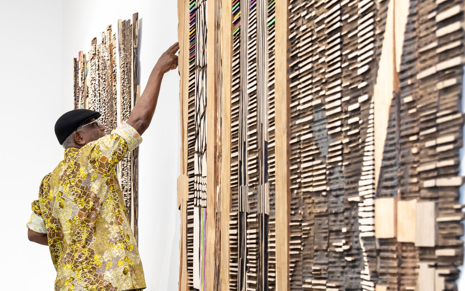 Artwork by El Anatsui, Keyboard of Life, Made of Tropical hardwood 