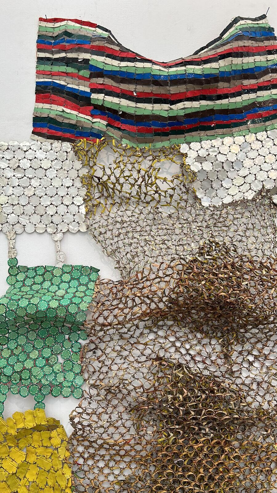 Artwork by El Anatsui, Untitled I, Made of Aluminum, copper wire and nylon string 