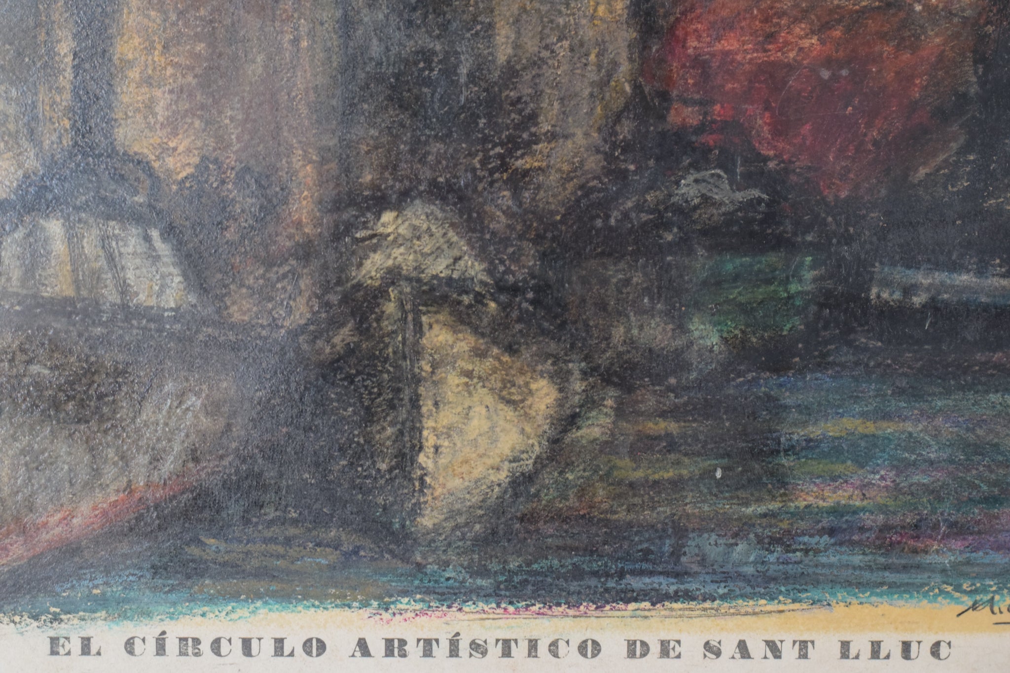 Artwork by Círculo Artístico de Sant Lluc, Expressive Harbour Scene, Made of Woodblock 