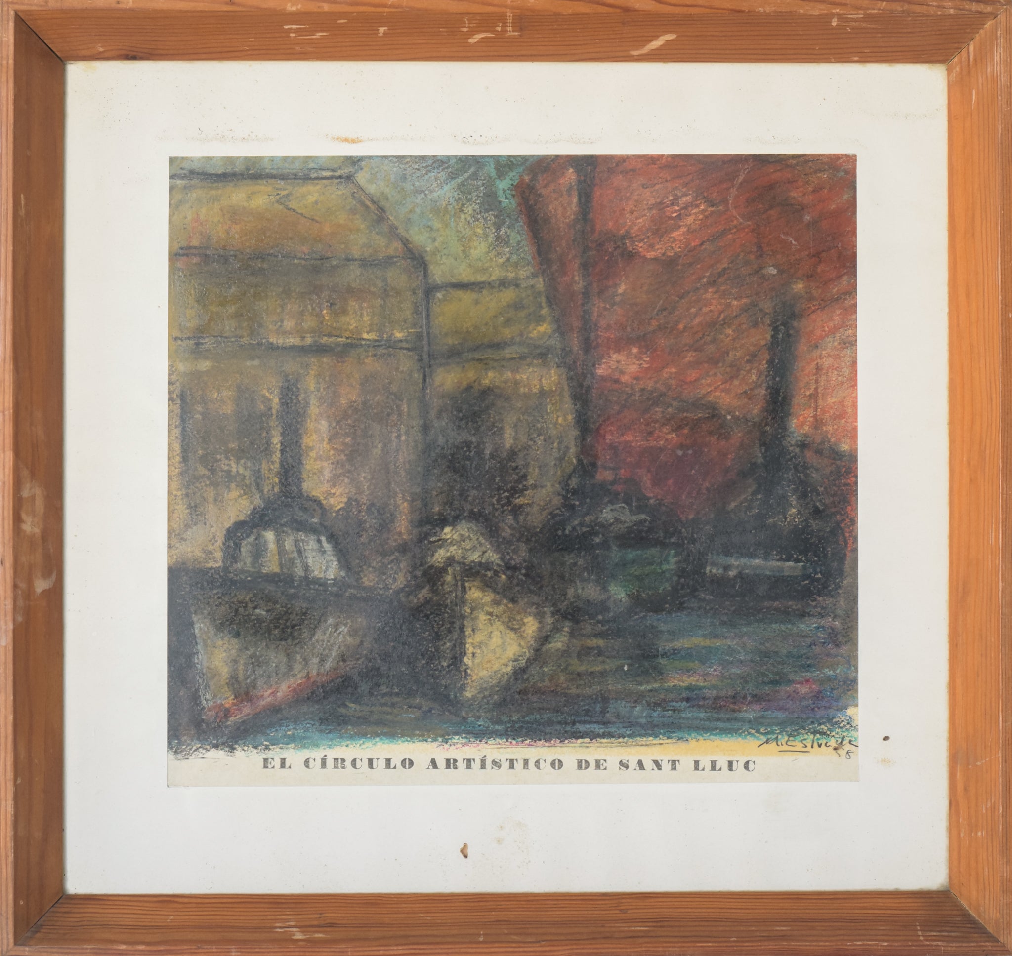 Artwork by Círculo Artístico de Sant Lluc, Expressive Harbour Scene, Made of Woodblock 