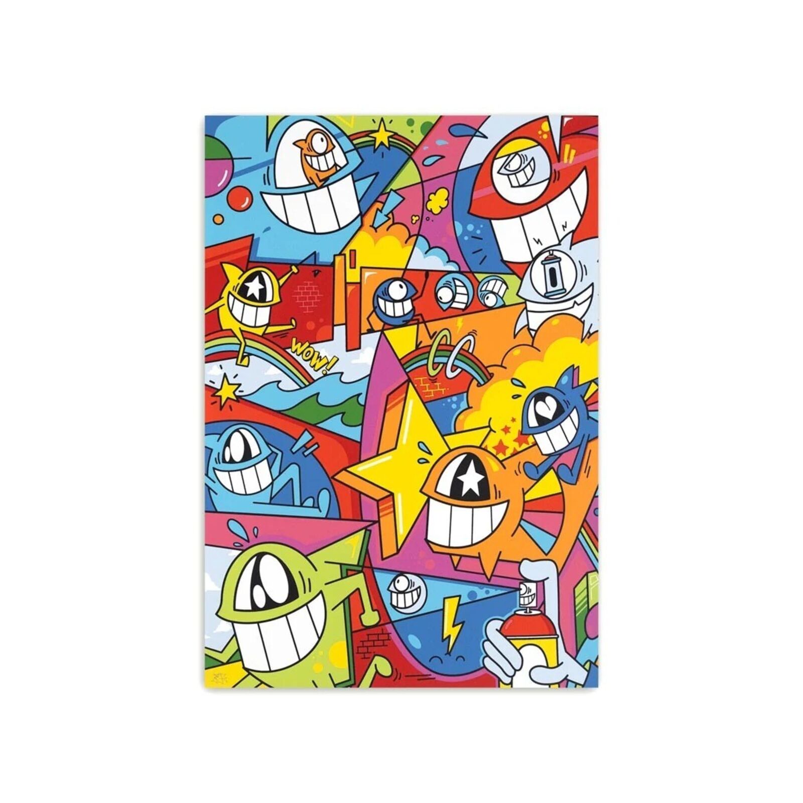 A colorful poster with a bunch of cartoon characters on it.