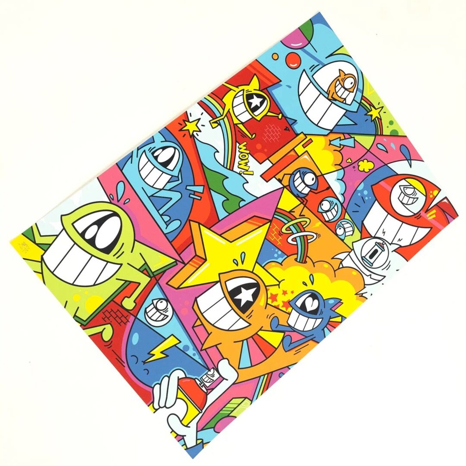 A colorful poster with a bunch of cartoon characters on it.