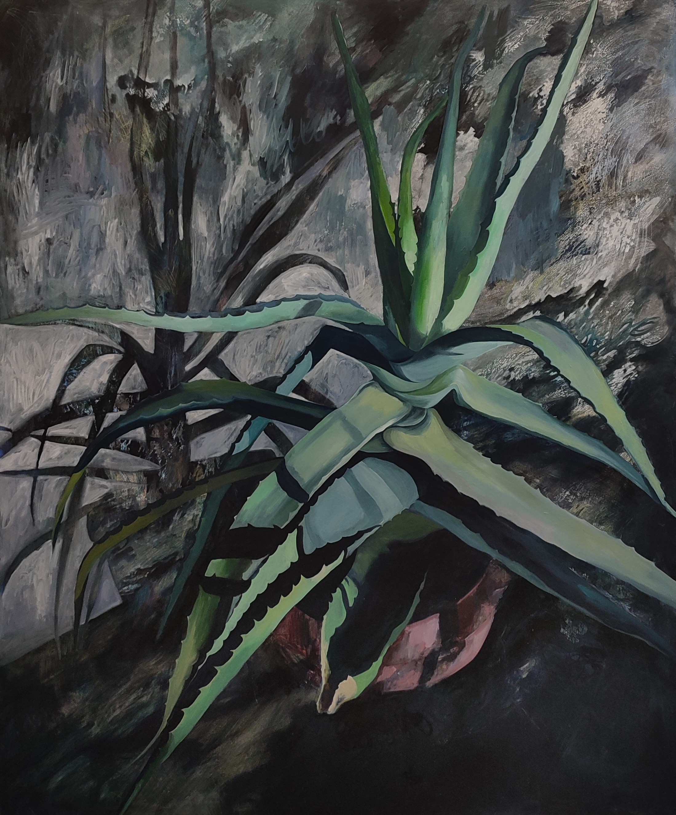 Artwork by Eliza Wiszniewska, Aloe vera, 2019, Mixedmedia on canvas, 180x150, Made of Mixed Media On Canvas 
