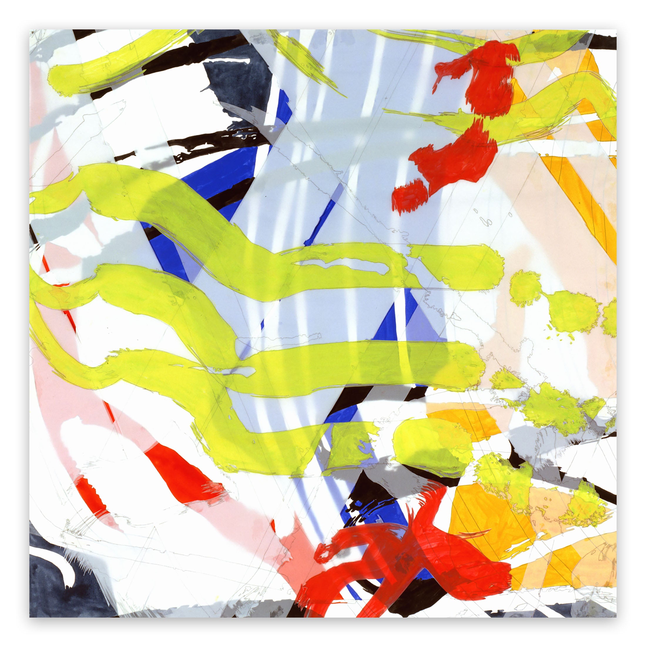A painting of a colorful abstract painting on a white background.