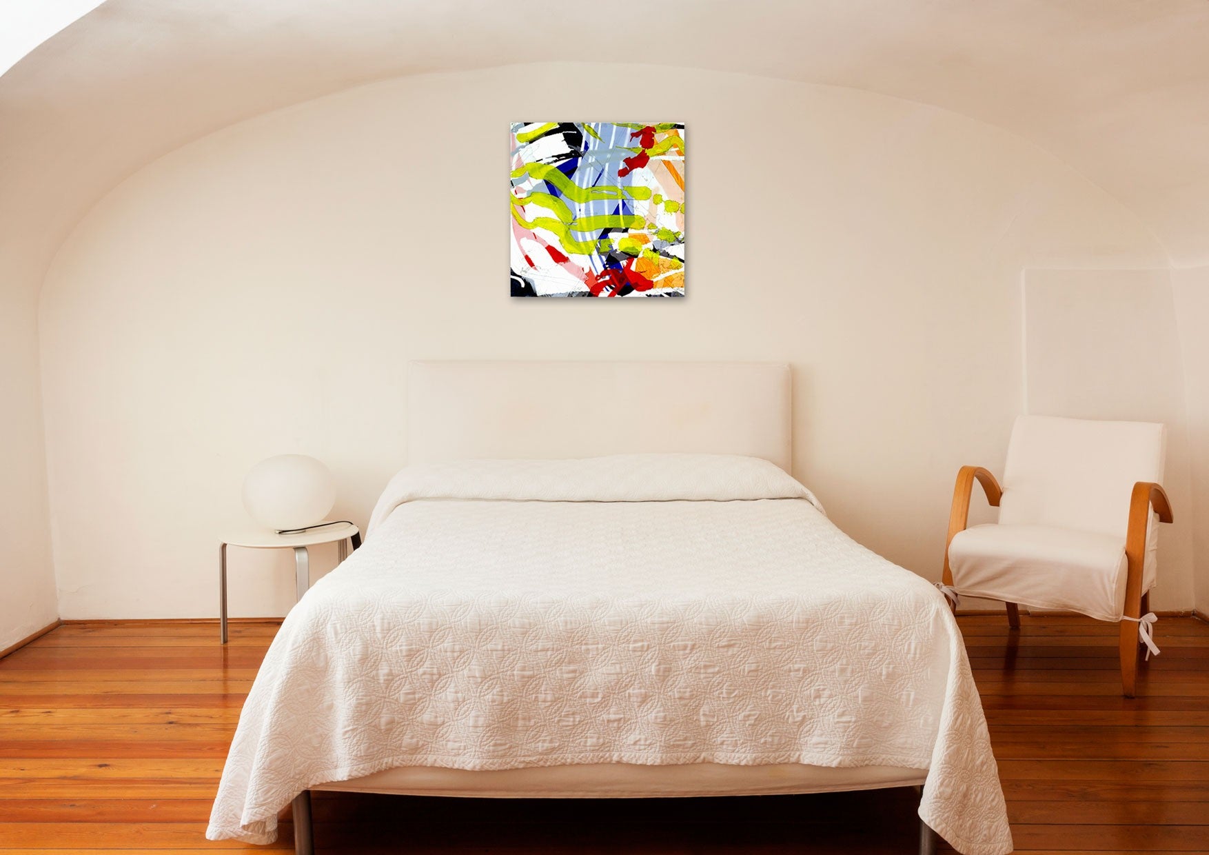 A painting of a colorful abstract painting on a white background.