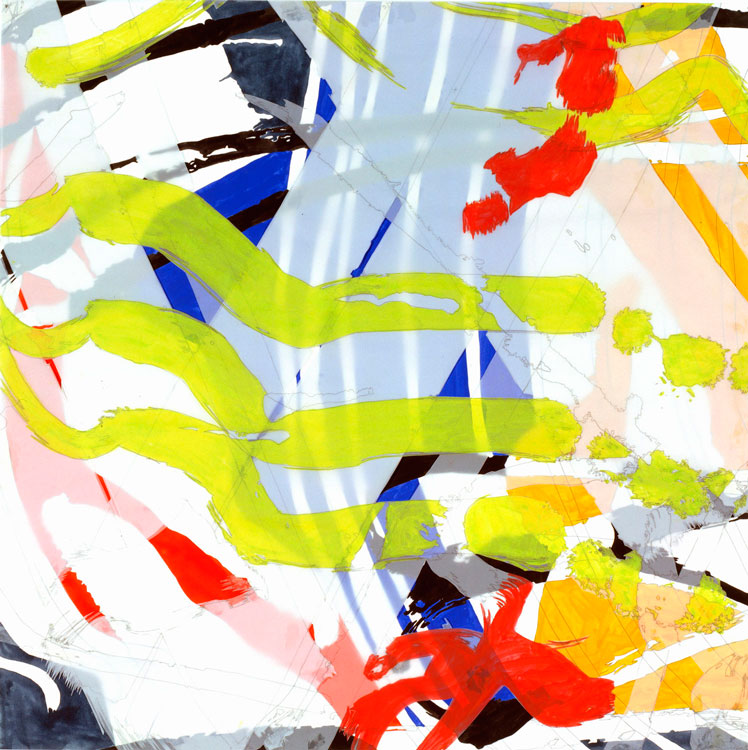A painting of a colorful abstract painting on a white background.