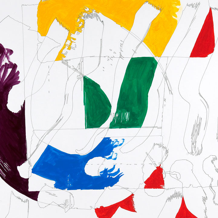 Two paintings of abstract shapes on a white background.