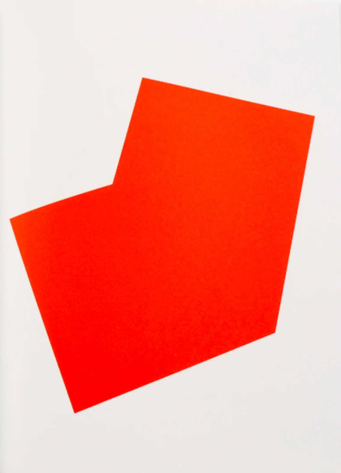 A bold red L-shaped geometric form on a plain white background.