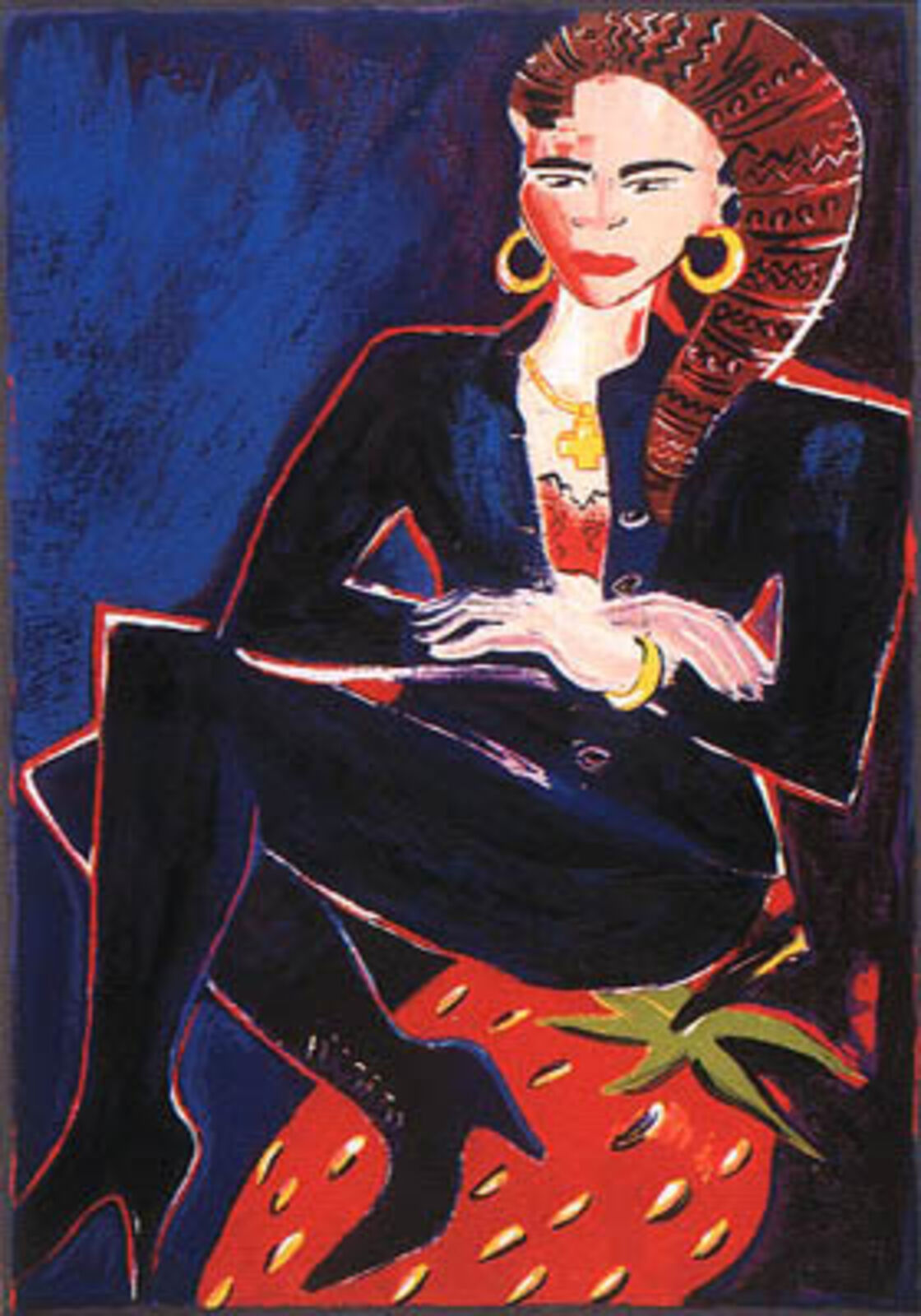 Woman on Strawberry by Elvira Bach, 2001