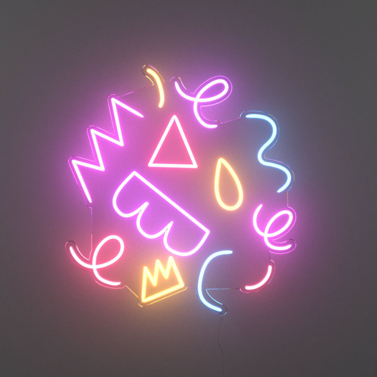 A neon sign with a crown on top of it.