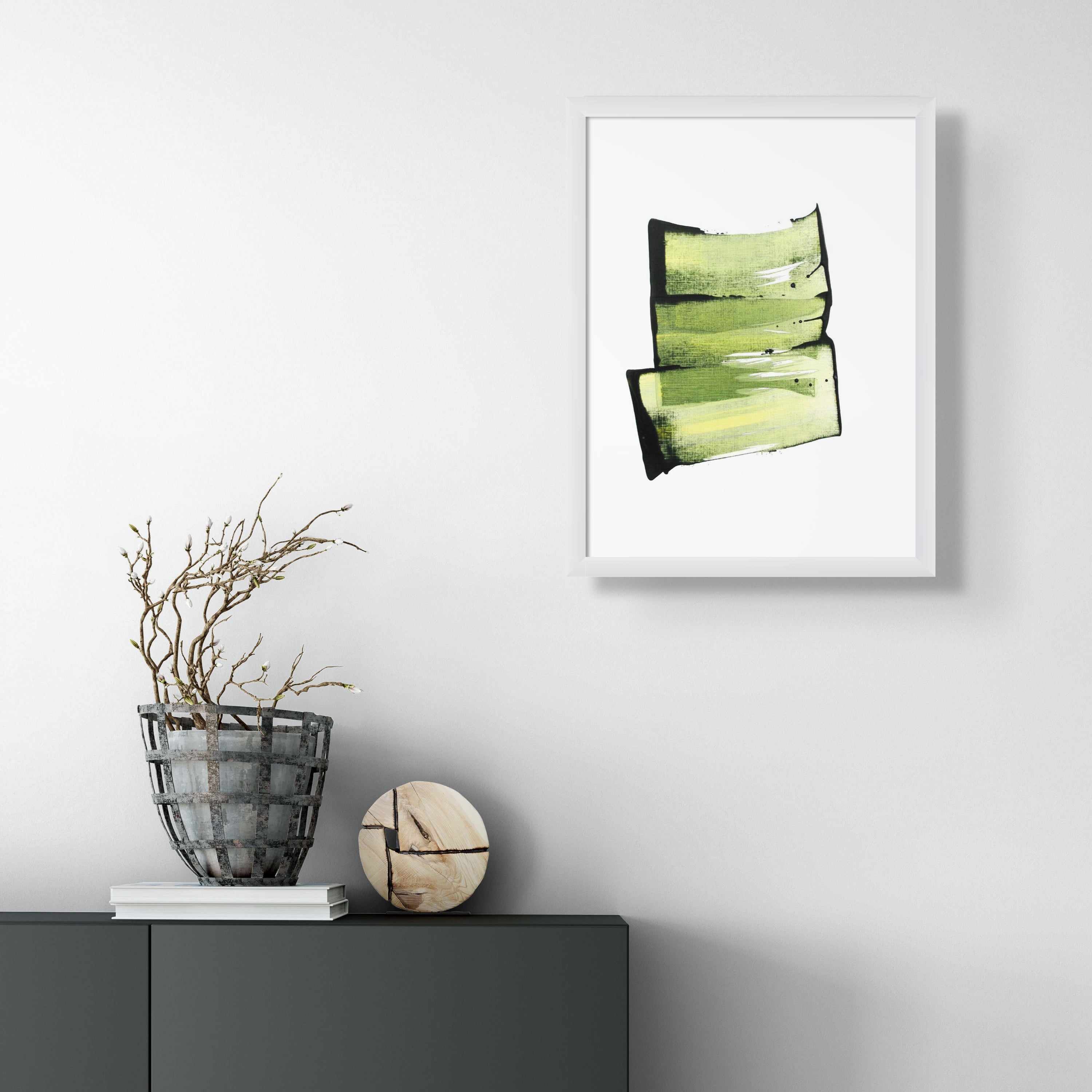 Artwork by Emma Godebska, Golden Green 07, Made of Acrylic on Hahnemühle paper 