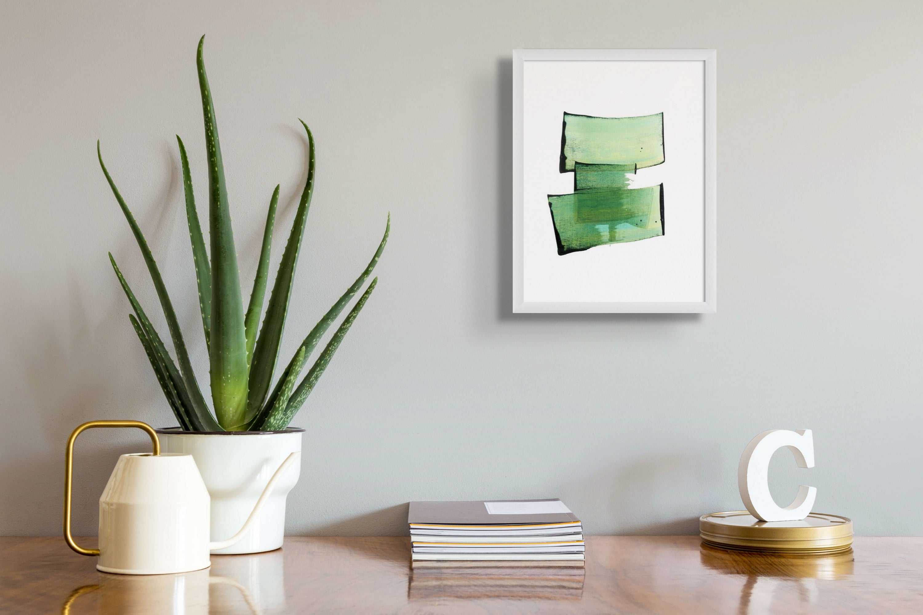 Artwork by Emma Godebska, Golden Green 10, Made of Acrylic on Hahnemühle paper 