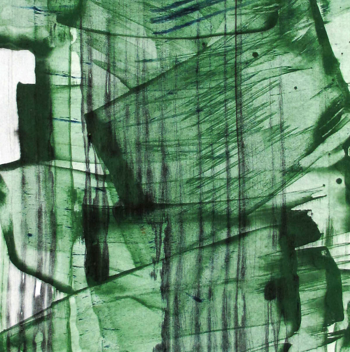 A painting with green paint on a white background. 