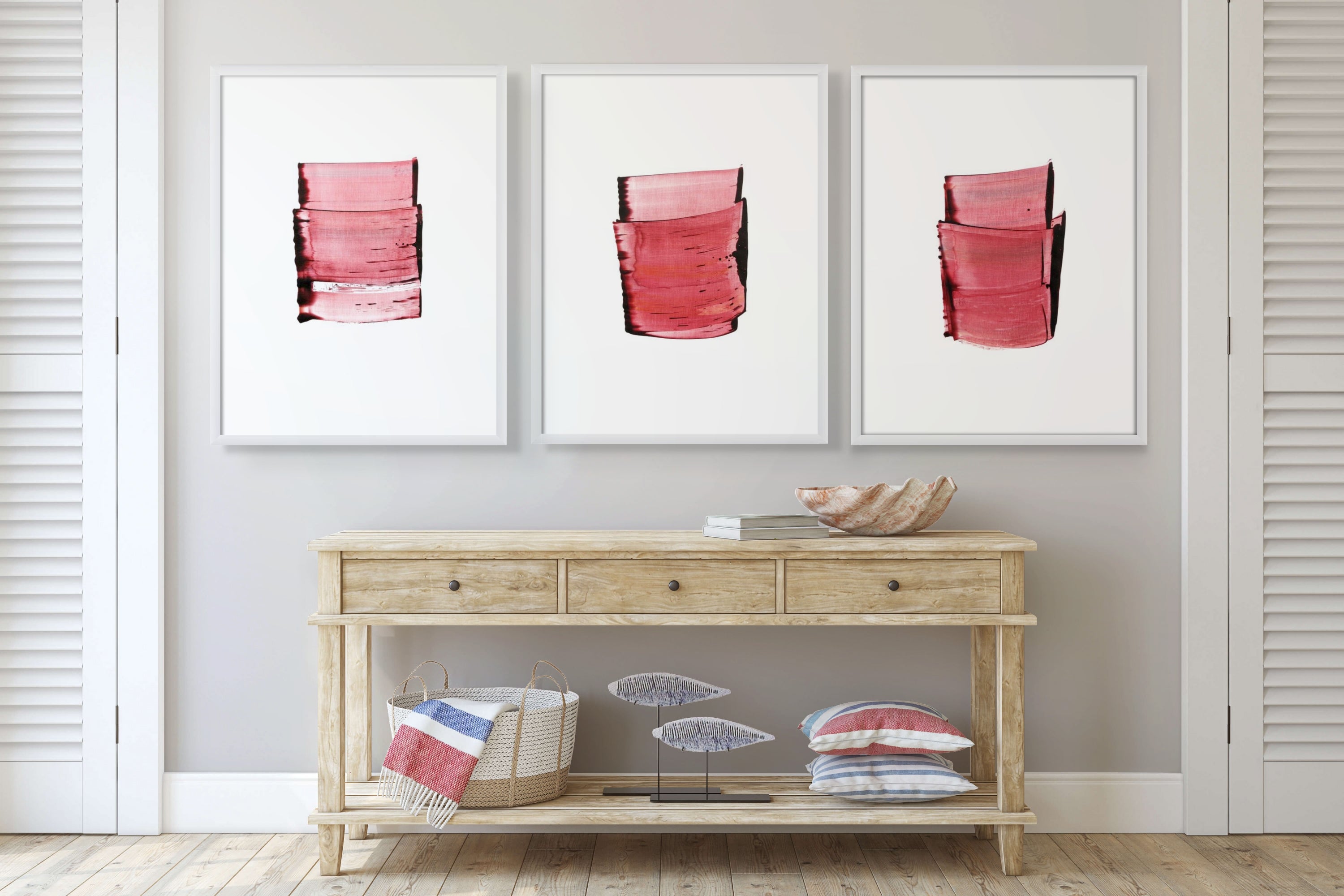 A picture of a red painting on a white background.