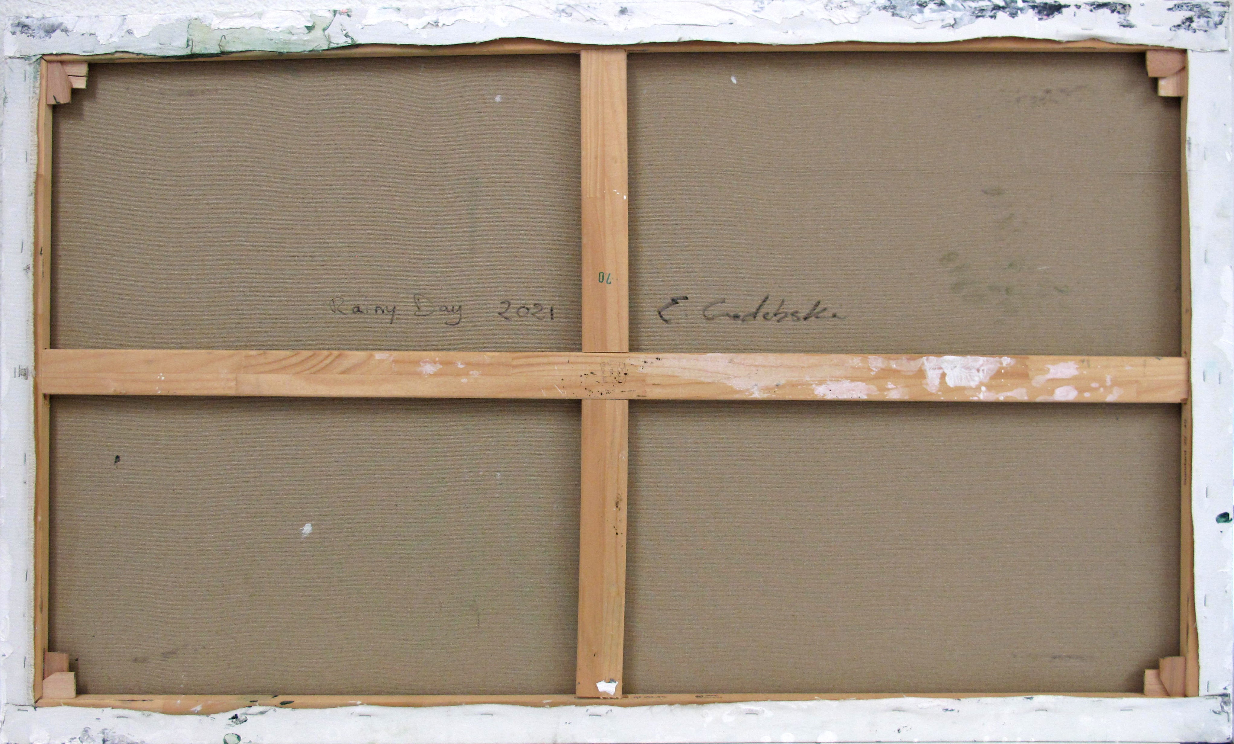 Artwork by Emma Godebska, Rainy Day, Made of Acrylic and pigments on lacquered canvas 