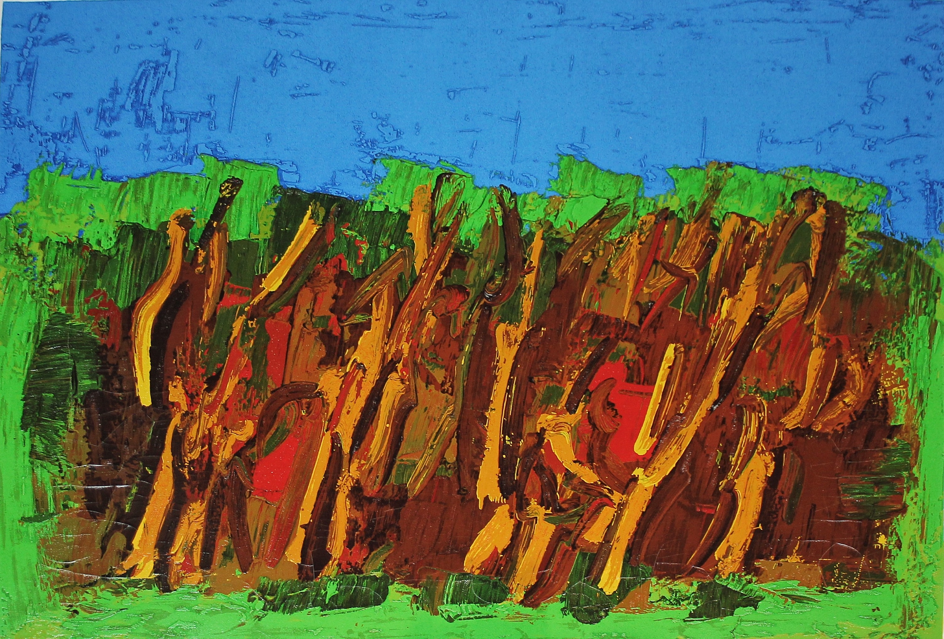 Artwork by Ennio Morlotti, Ulivi a Bordighera, Made of Screen Print 