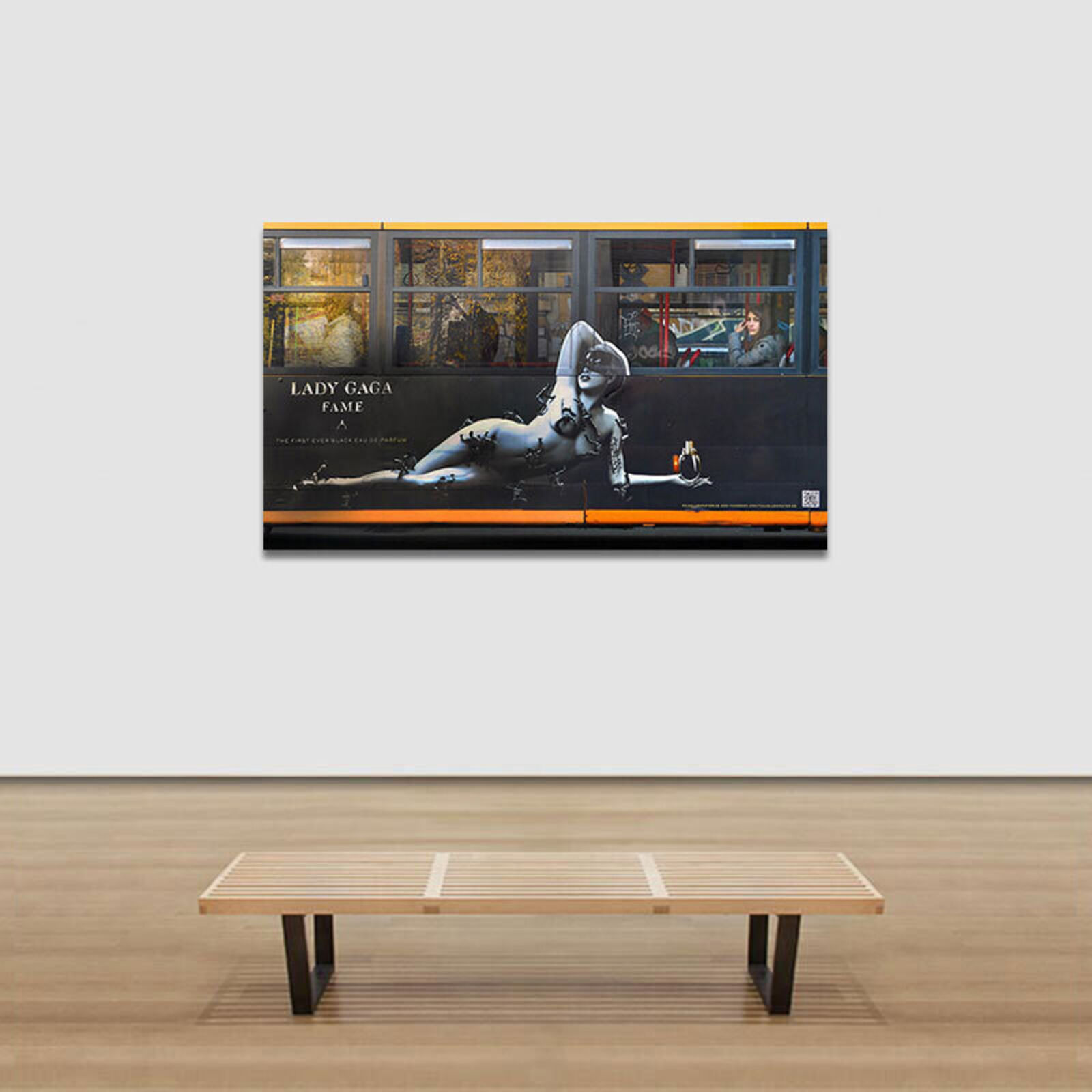 Artwork by Enzo Ragazzini, Waiting for Godot - Lady Gaga Ad on a Bus, Made of Archival Giclée Pigment Print on Archival Paper 