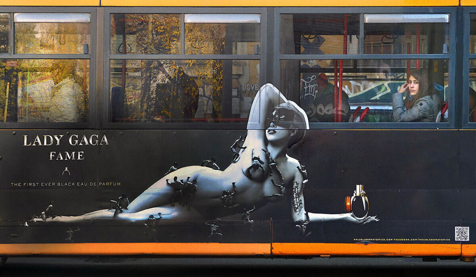 Waiting for Godot - Lady Gaga Ad on a Bus by Enzo Ragazzini, 2015