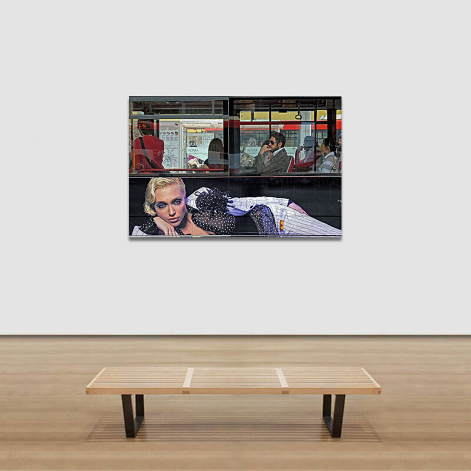 Artwork by Enzo Ragazzini, Waiting for Godot - Paola Barale Ad on a Bus, Made of Archival Giclée Pigment Print on Archival Paper 