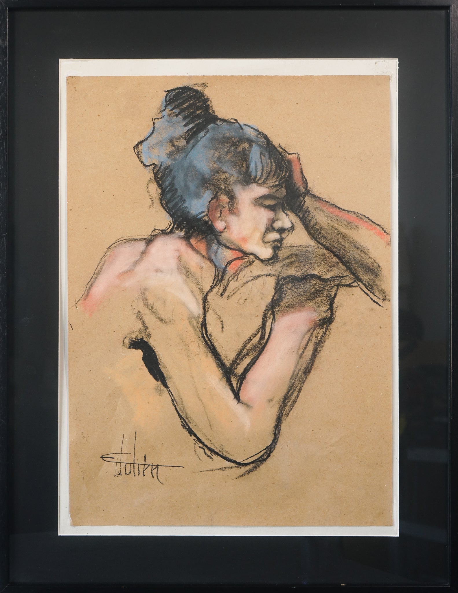Artwork by Ernest Julien Malla, Life Sketch of a Lady, Made of Graphite on paper 