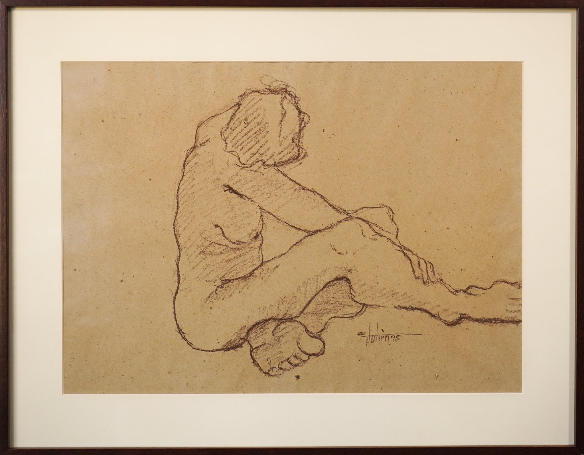 Artwork by Ernest Julien Malla, Two Framed Life Drawings, Made of Graphite on paper 