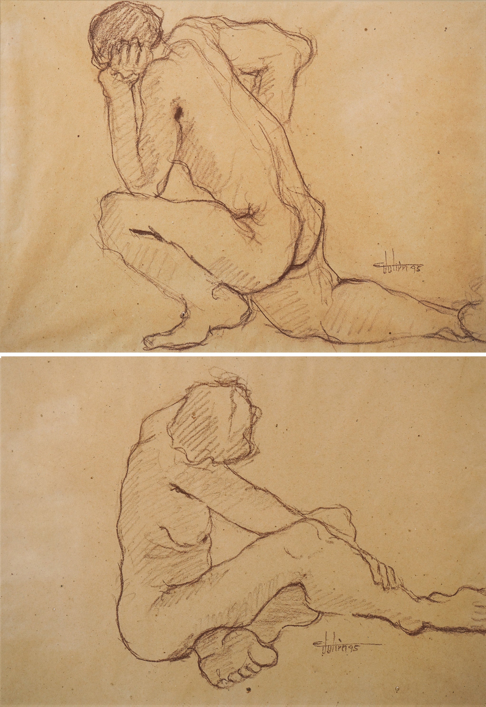Two Framed Life Drawings by Ernest Julien Malla, 1995