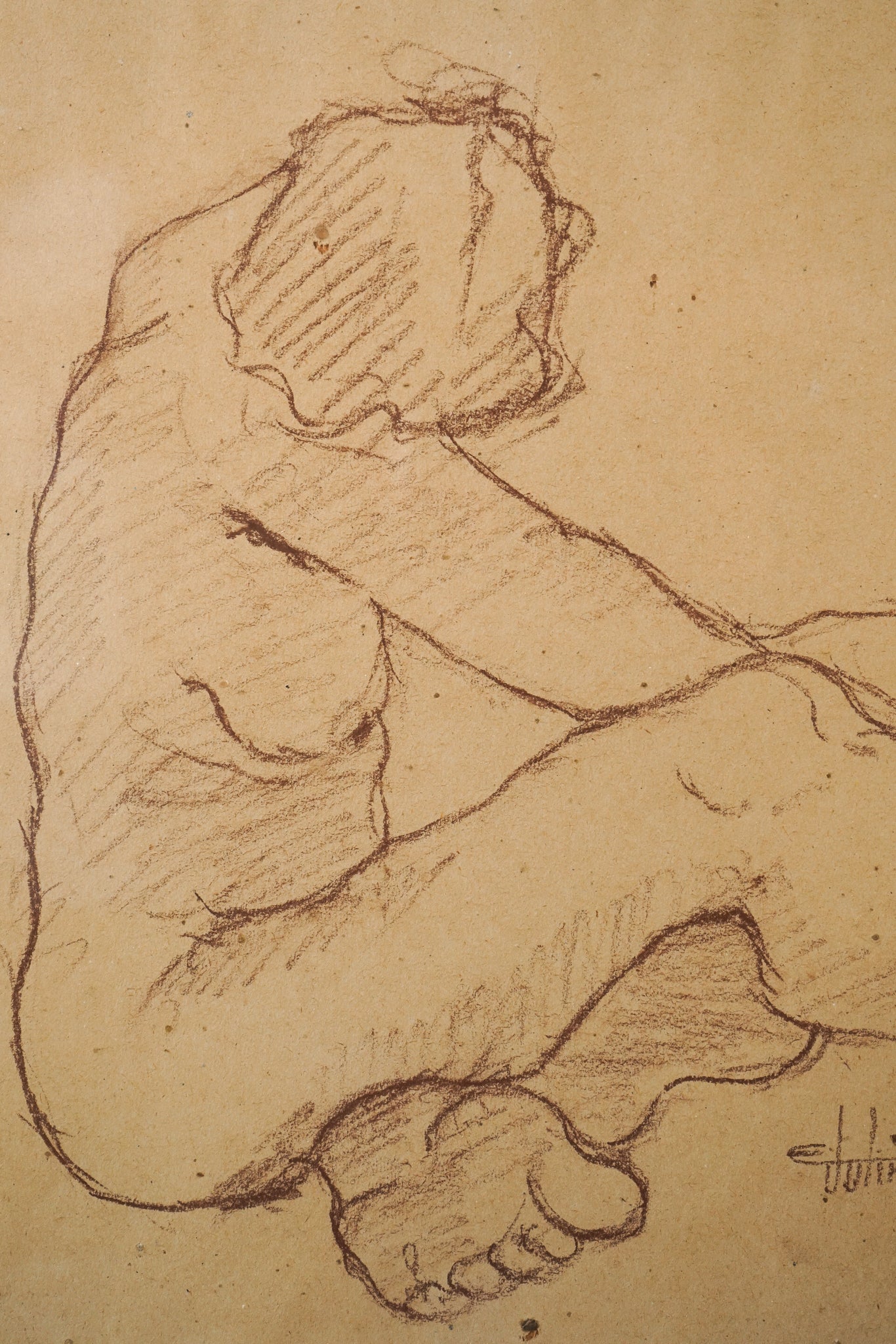 Artwork by Ernest Julien Malla, Two Framed Life Drawings, Made of Graphite on paper 