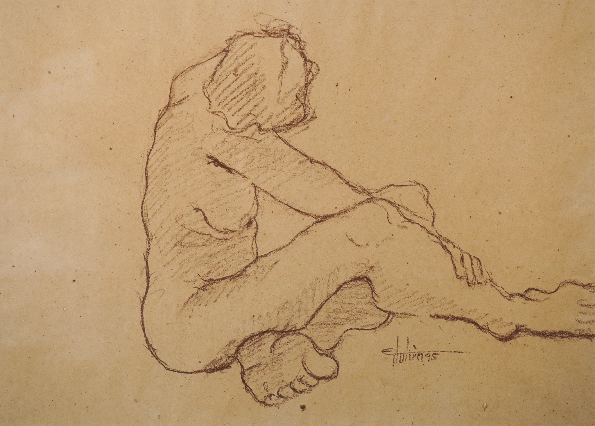 Artwork by Ernest Julien Malla, Two Framed Life Drawings, Made of Graphite on paper 