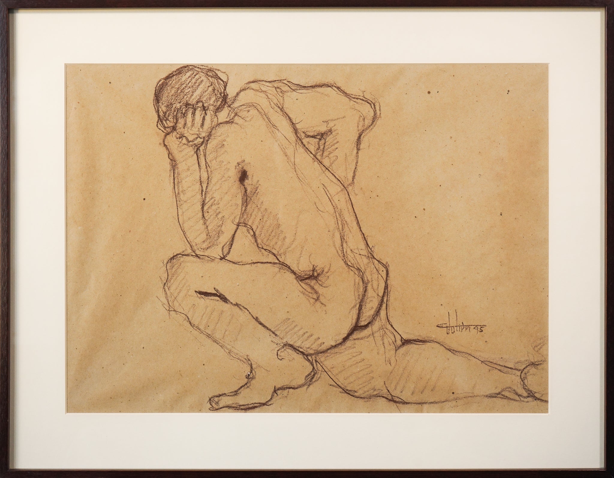 Artwork by Ernest Julien Malla, Two Framed Life Drawings, Made of Graphite on paper 