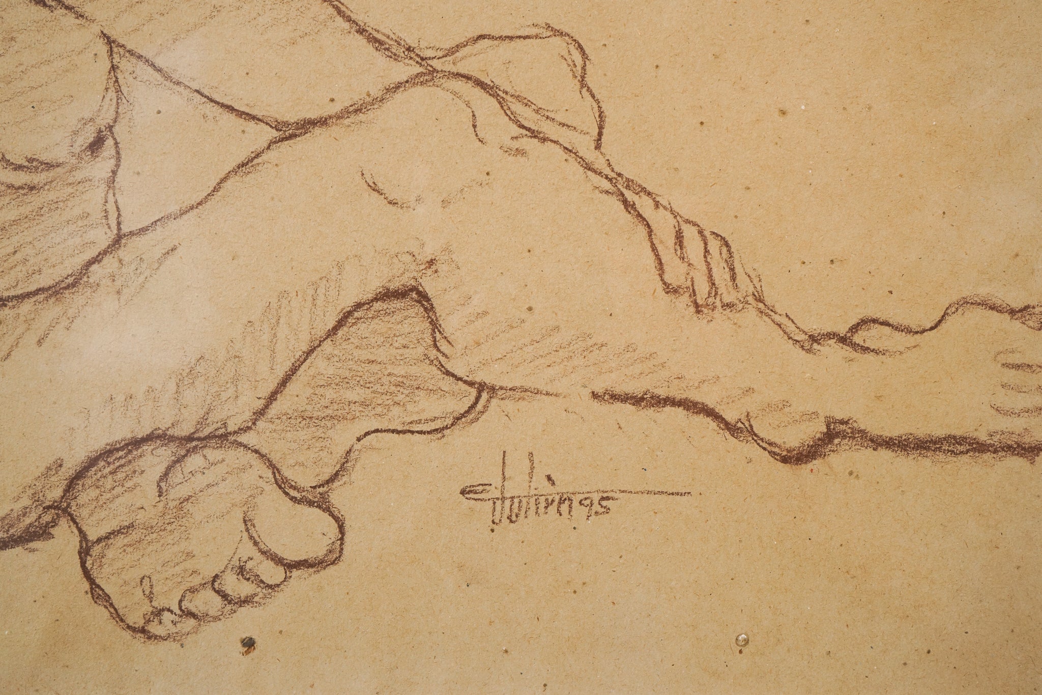 Artwork by Ernest Julien Malla, Two Framed Life Drawings, Made of Graphite on paper 