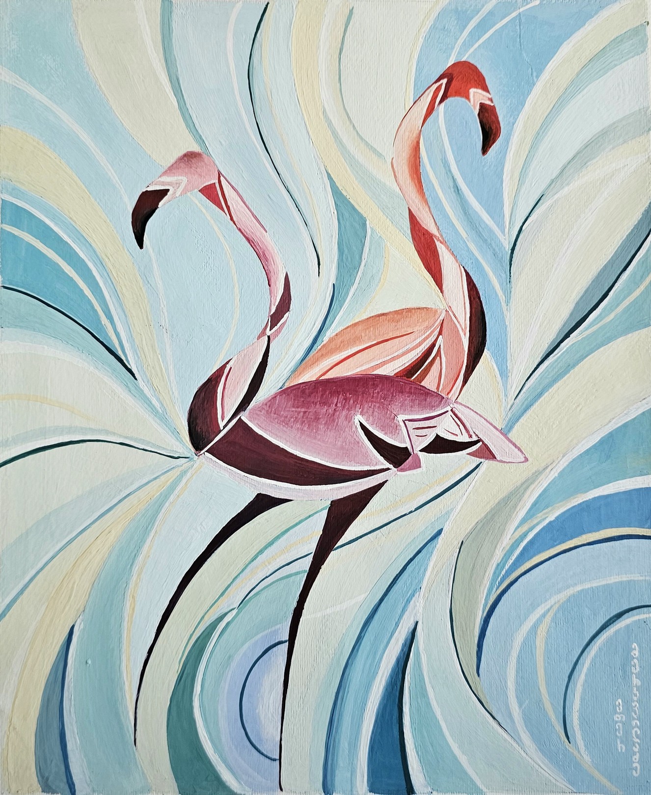 Flamingos by Eter  Merkviladze, 2019