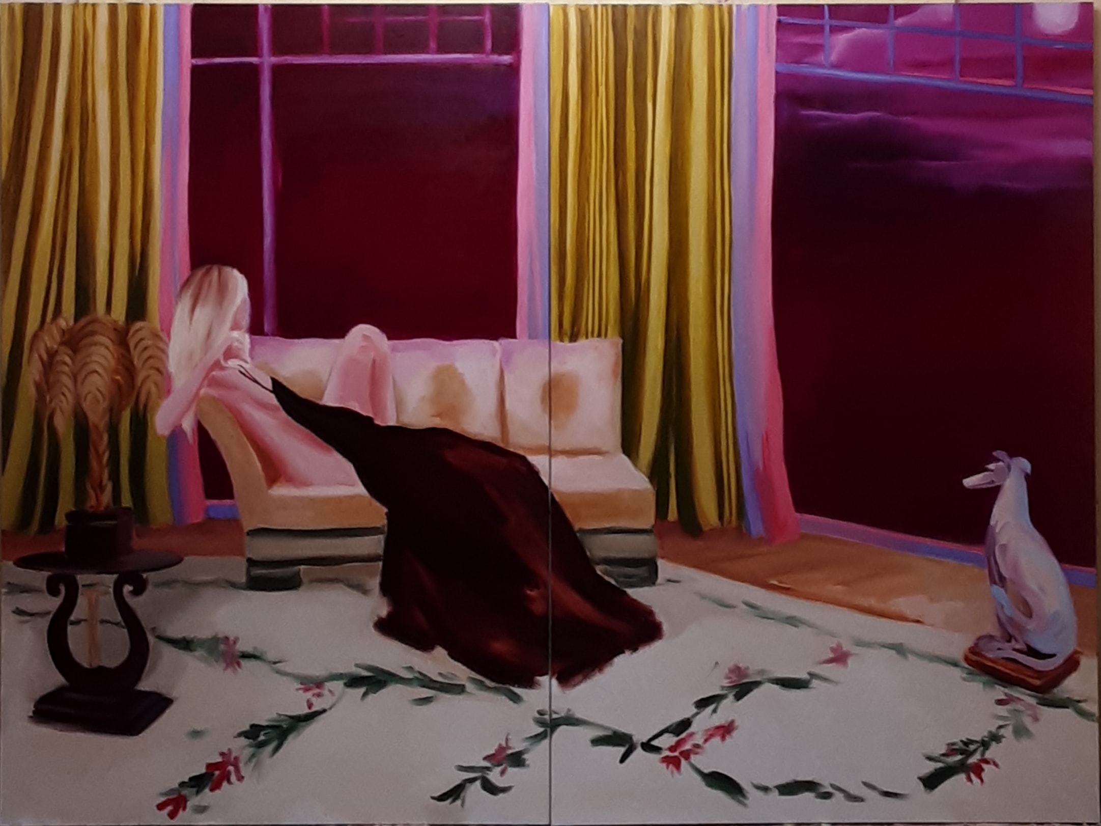 Interior with Magenta Sky (diptych) by Eugenia Cuellar, 2021