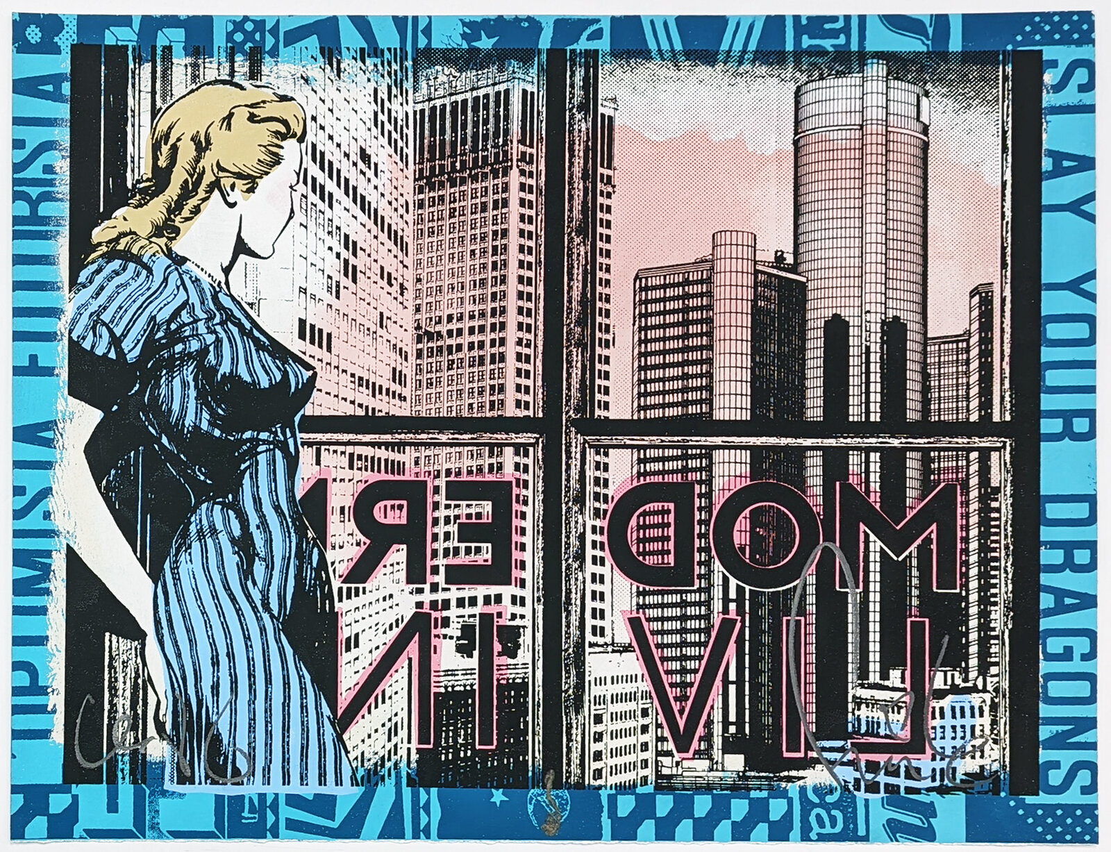 Artwork by FAILE, Modern Living, Made of Hand Embellished Screen Print 