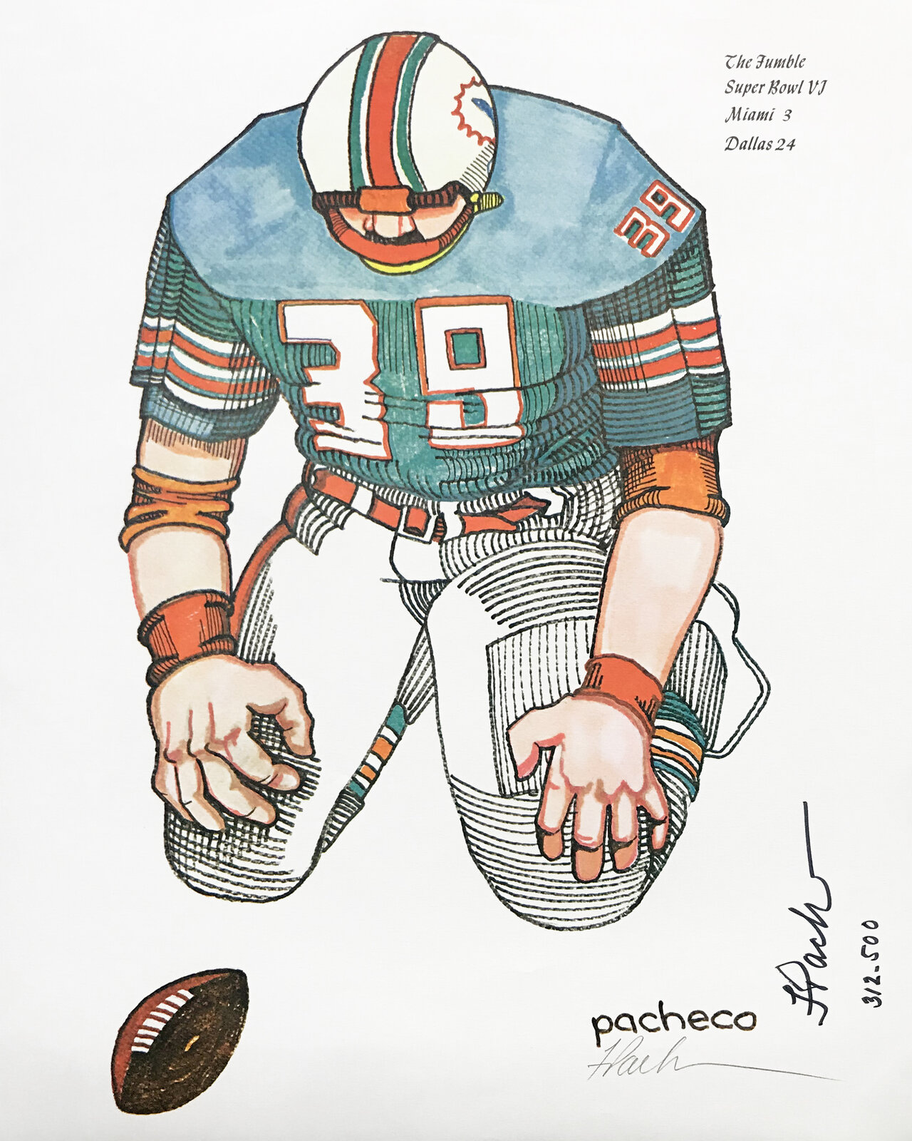 Ferdie Pacheco | The Fumble Super Bowl Vi (Miami Dolphins) (circa 1980 ...