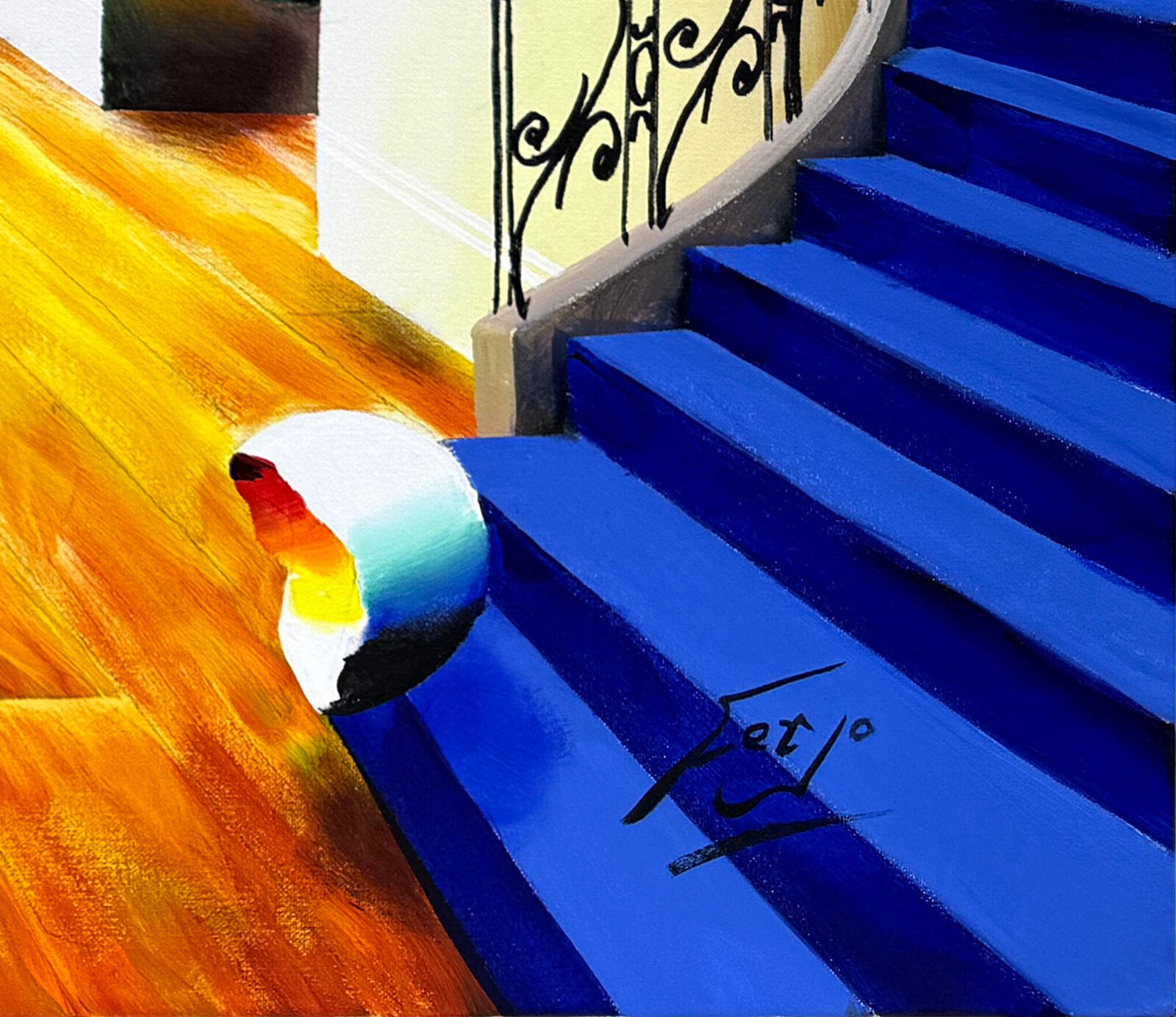 Artwork by Fernando de Jesus Oliveira, Girl with Yellow Ribbon , Made of Oil on canvas 