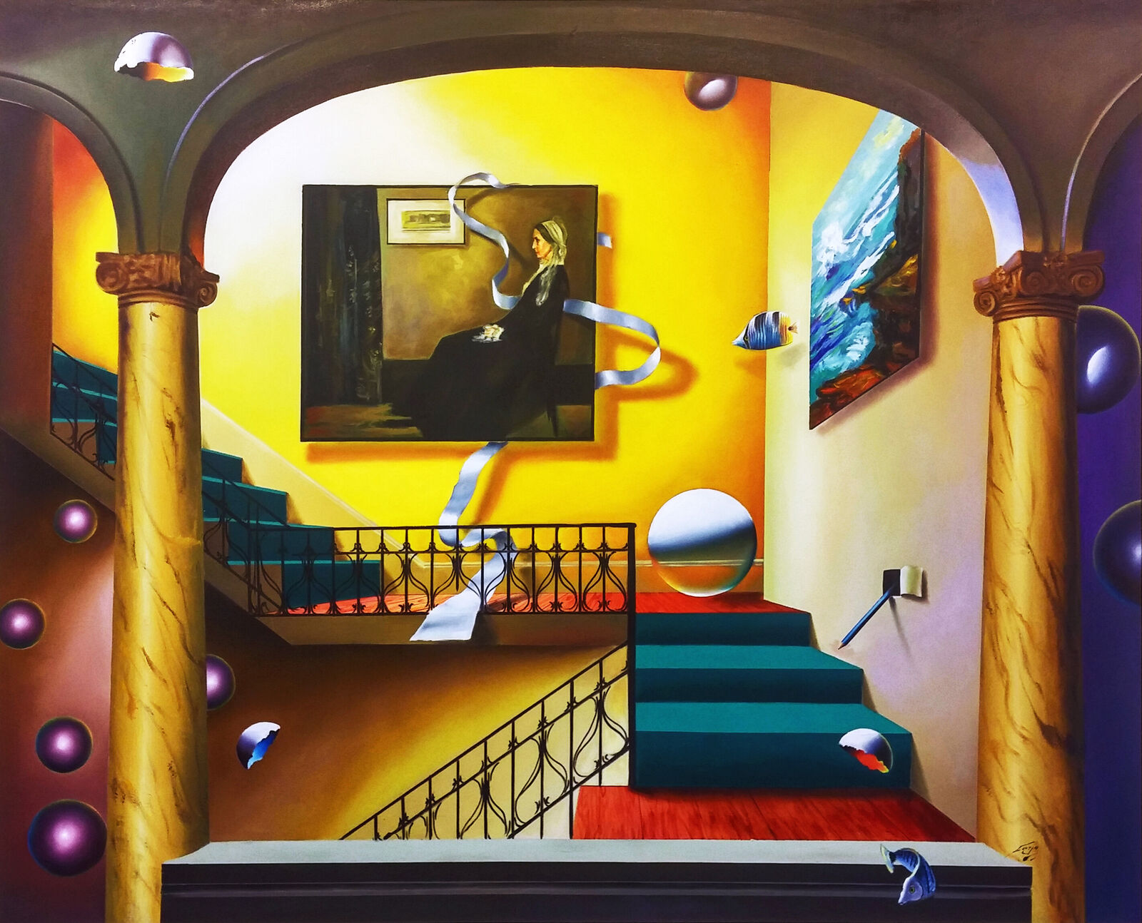 Mother (Homage To Whistler), huge original painting on canvas by Fernando de Jesus Oliveira, circa 2000