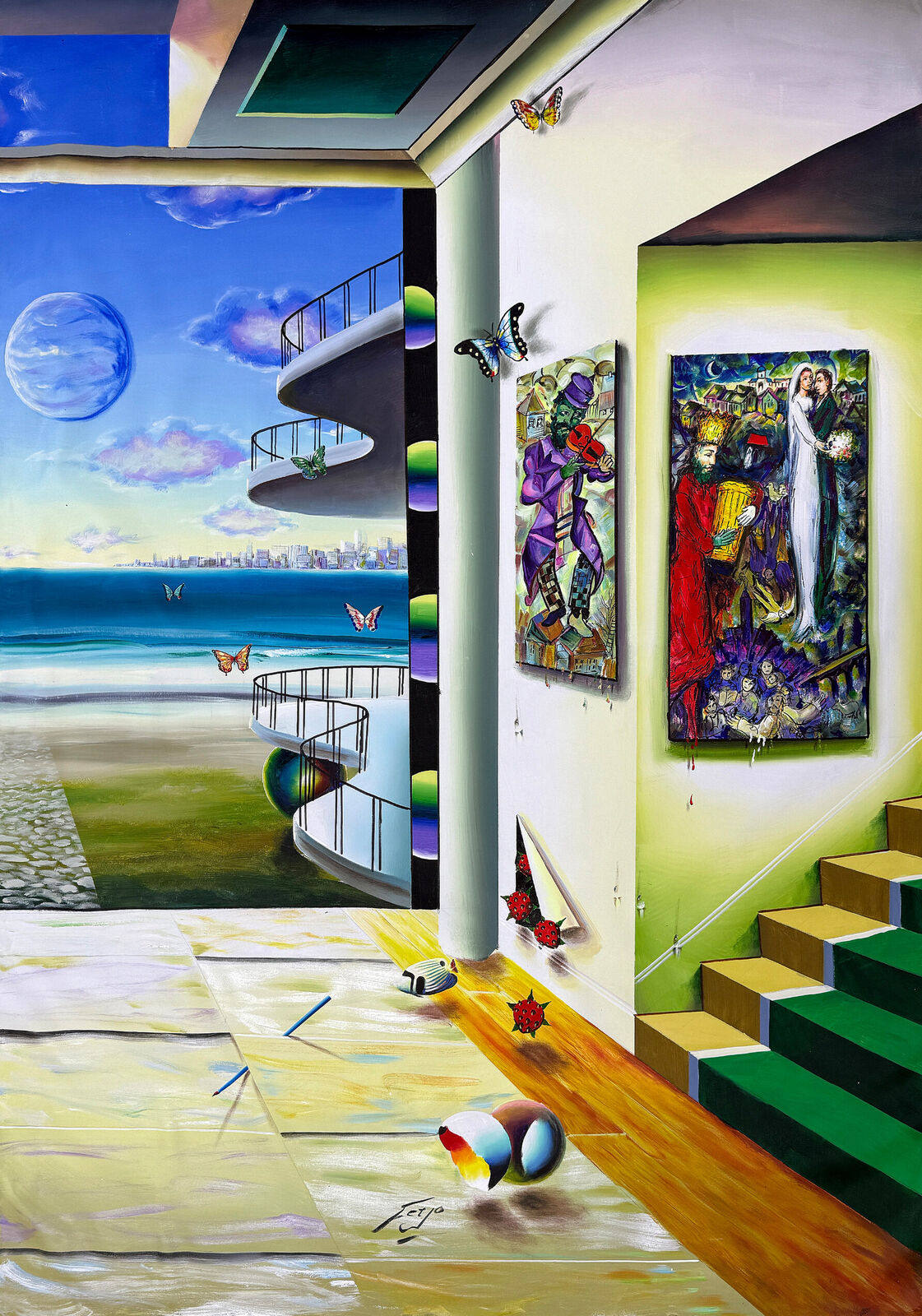 Artwork by Fernando de Jesus Oliveira, Surrealistic View (Diptych), Made of Oil on canvas 