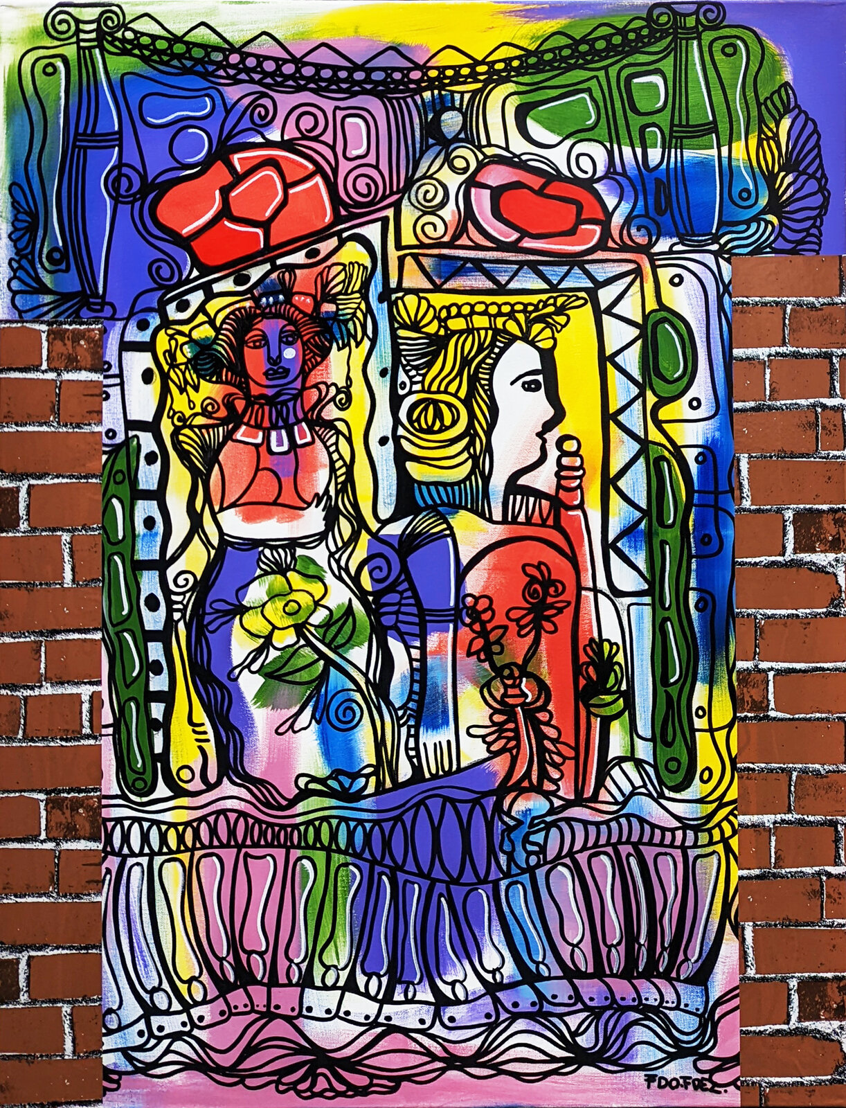 A painting of a woman sitting in front of a mirror.